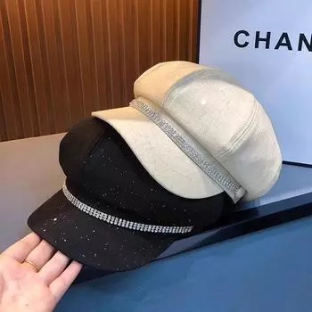 Новая осенне-зимняя шляпа-открывательница с маленькими восьмиугольными бутонами во французском стиле, черная, в корейском стиле, для женщин, весенне-осенний берет M56-58cm