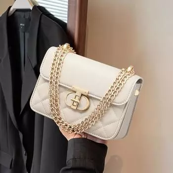 Новая осенне-зимняя сумка-цепочка, сумка через плечо, женская сумка из натуральной кожи, сумка с ромбовидной решеткой, маленькая квадратная сумка