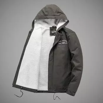 Новая осенне-зимняя теплая одежда из бархата с хлопковой подкладкой, мужская вельветовая свободная куртка с капюшоном и хлопковой подкладкой, повседневная куртка с меховым воротником M хаки