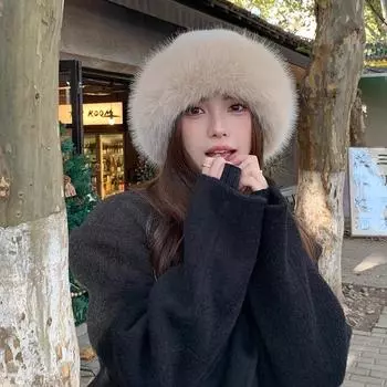 Новая осенне-зимняя утолщенная меховая искусственная кожаная шапка-ушанка для рыбалки Yangqi теплая и универсальная модная женская шапка