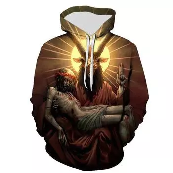 Новая осенне-зимняя утолщенная толстовка с капюшоном, крутая и красивая, сатана, мужчина, женщина, ребенок, 3D-печатный джемпер с капюшоном и длинным рукавом S