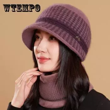 Новая осенне-зимняя вязаная шапка из искусственного меха кролика, теплая простая плюшевая шерстяная шапка-тазик hat only