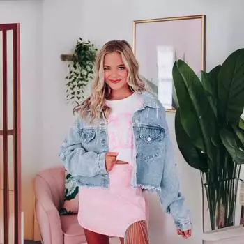 Новая осенне-зимняя женская джинсовая куртка с бахромой и гофре S