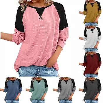 Новая осенне-зимняя женская одежда, пуловер с длинными рукавами и круглым вырезом, женский стиль XL