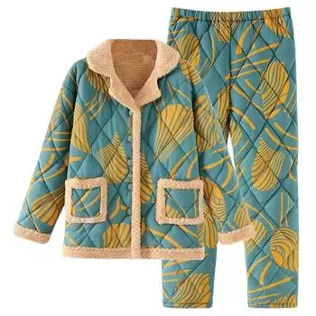 Новая осенне-зимняя женская пижама с хлопковой подкладкой, теплая домашняя одежда из хлопка, трехслойная одежда для сна большого размера, домашний костюм M