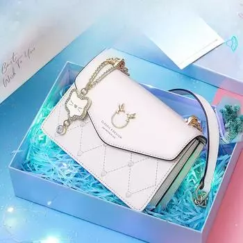 Новая осенне-зимняя женская сумка через плечо из натуральной кожи, маленькая квадратная сумка на цепочке, сумка подмышкой