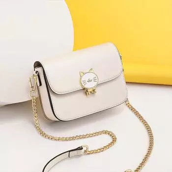 Новая осенне-зимняя женская сумка из натуральной кожи, сумка через плечо, сумка на цепочке, квадратная сумка на одно плечо