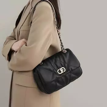 Новая осенне-зимняя женская сумка из натуральной кожи Diamond Square Bag Большая вместительная сумка на цепочке Crossbody Bag