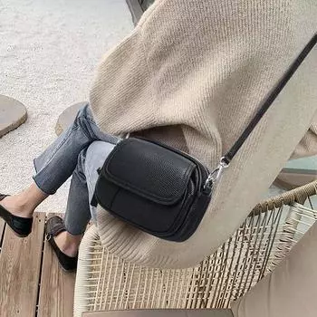 Новая осенне-зимняя женская сумка из натуральной кожи, модная новая маленькая сумка, универсальная сумка через плечо, маленькая круглая сумка 18*7*14cm