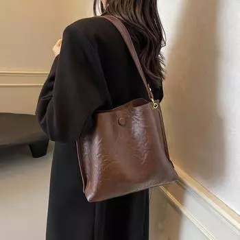 Новая осенне-зимняя женская сумка, ретро-дизайн, большая вместительная сумка-ведро на одно плечо, косметичка через плечо