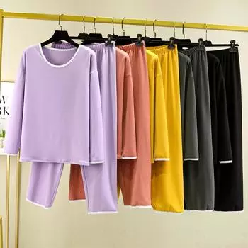 Новая осенне-зимняя женская теплая осенняя одежда Брюки Костюмы Пижамы Длинные рукава Брюки Домашняя одежда L