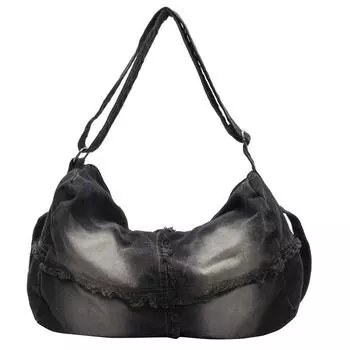 Новая осенняя джинсовая сумка-тоут женская модная большая вместительная сумка-мессенджер для поездок на работу повседневная сумка через плечо для колледжа светло-синий