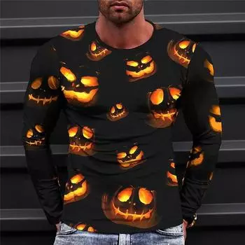Новая осенняя футболка с 3D-принтом на Хэллоуин для мужчин и женщин, модные повседневные футболки с длинным рукавом, свободные футболки Harajuku, топы, детская одежда M