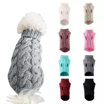 Новая осенняя и зимняя одежда, свитер для домашних животных, вязаный свитер для собак маленьких и средних размеров L чёрный