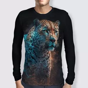 Новая осенняя мужская футболка с забавным принтом животных жирафа льва леопарда 3D крутая О-образная горловина с длинным рукавом модные повседневные футболки больших размеров S