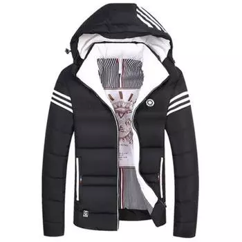 Новая осенняя мужская куртка на хлопковой подкладке с капюшоном, тонкое толстое пальто с хлопковой подкладкой на открытом воздухе M чёрный