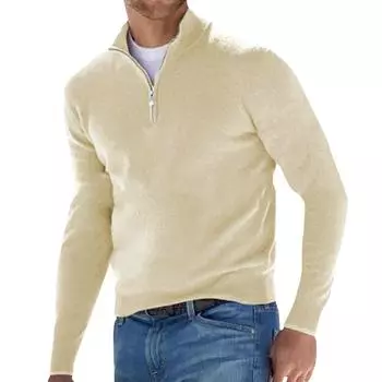 Новая осенняя мужская повседневная рубашка поло с длинными рукавами и плюшевой молнией с v-образным вырезом M серый