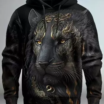 Новая осенняя мужская толстовка с капюшоном Ferocious Lion, винтажный пуловер для детей, повседневная стильная одежда с капюшоном для мальчиков и девочек, модное пальто со шляпой S