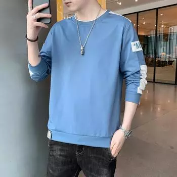 Новая осенняя мужская толстовка с круглым вырезом, модный бренд Ins Trend, универсальная футболка с длинными рукавами, повседневная куртка-пуловер M