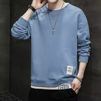 Новая осенняя мужская толстовка с круглым вырезом, модный бренд, универсальная футболка с длинными рукавами, повседневная куртка-пуловер M