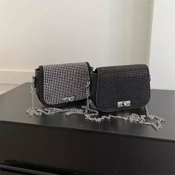 Новая осенняя сумка со стразами, маленькая квадратная сумка через плечо, модная и повседневная сумка на одно плечо, женская сумка через подмышку