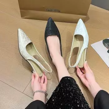 Новая осенняя женская обувь, модные женские туфли-лодочки, женские сандалии на высоком каблуке с острым носком, женская обувь, Zapatos Mujer 35 бежевый