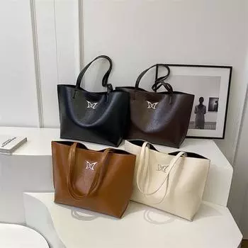 Новая осенняя женская сумка из полиуретана, вместительная сумка для поездок на работу, высококачественная сумка через плечо, простая и универсальная сумка коричневый