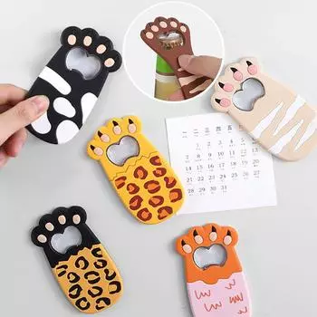 Новая открывалка для бутылок с когтями толстого кота, мультяшная фигурка, магнитная присоска, открывалка для пива, мягкий клей, отвертка из ПВХ, наклейки на холодильник A