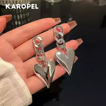 Новая панк-цепочка, большой дизайн, большие металлические серьги с сердцем любви для женщин и девочек, подарок, вечерние украшения