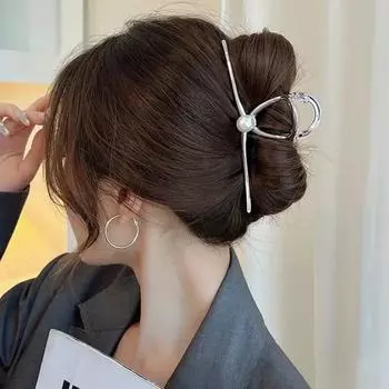 Новая панк-геометрическая металлическая Золотая, серебряная простая заколка для волос, коготь для женщин, модный большой зажим для краба, корейские аксессуары для головных уборов серебряный