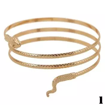Новая Панк Мода Спиральный Браслет-Кафф на Предплечье в Виде Свернувшейся Змеи ARI золотой