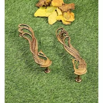 Новая пара латунных дверных ручек Peacock Design 11 дюймов для входной двери - антикварная ручка-скоба, упаковка из 2 шт.