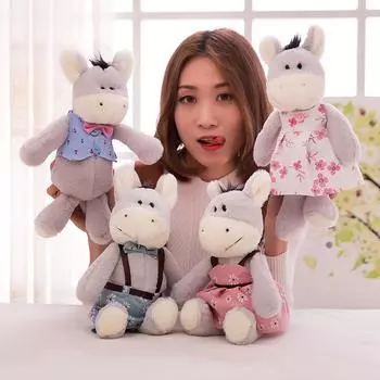 Новая пара плюшевых игрушек-осликов, платье для свадебной фотосессии, кукольные ремни, свадебные бросковые кукольные украшения для спальни 30cm 0.2kg