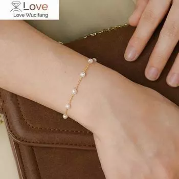 Новая пара уличная одежда элегантные жемчужные браслеты золотого цвета бусины цепь для женщин готический браслет цепь на руку ювелирные изделия Kpop золотой