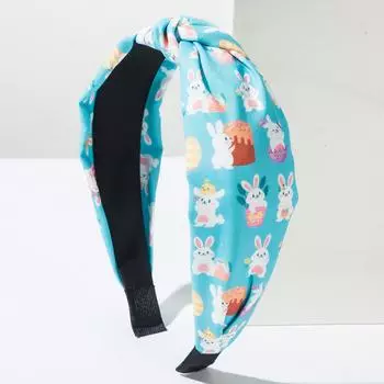 Новая пасхальная повязка на голову с узлом, со сладким принтом кроликов пастельных цветов, милые праздничные аксессуары для волос