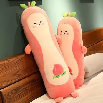Новая персиковая подушка, плюшевая игрушка, длинная подушка, хлопчатобумажная большая детская кукла, оптовая продажа, рождественский подарок, праздничные поздравления 55cm