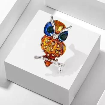 Новая персонализированная глазурованная брошь в виде эльфов, священной птицы, совы, шаль, воротник, игла с цветком на груди зелёный