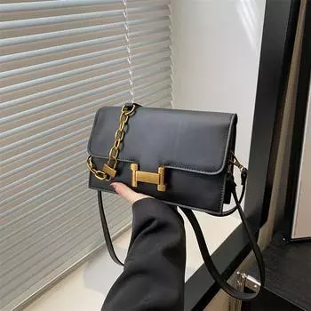 Новая персонализированная модная сумка подмышкой, текстура, повседневная цепочка, маленькая квадратная сумка 2024 года, модная летняя сумка-мессенджер для поездок на работу чёрный