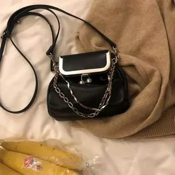 Новая персонализированная сумка через плечо с замком-пряжкой, ретро-сумка с зажимом, модная диагональная сумка через плечо, маленькая квадратная сумка Mini(Max Length<20cm)