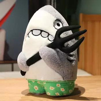 Новая песчаная скульптура плюшевая кукла креативная акула дыня гомофоническая кукла стебель акула вилка кукла забавная игрушка 45cm