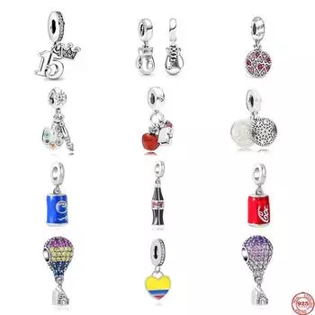 Новая пластина для рисования Рождественские бусины в форме яблока подходят для модных подвесок 925 пробы браслет из стерлингового серебра ювелирные изделия женские аксессуары своими руками