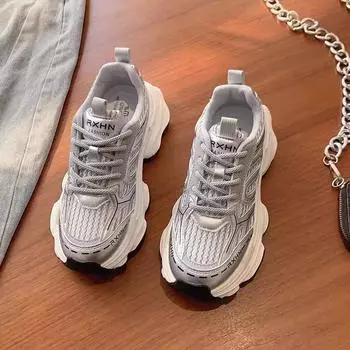 Новая платформа папины кроссовки детские новые осенние тонкие сетчатые дышащие сетчатые туфли увеличивающие рост повседневные спортивные туфли 35