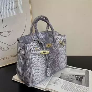 Новая платиновая сумка с рисунком змеи, портативная, на плечо, через плечо, женская сумка серый