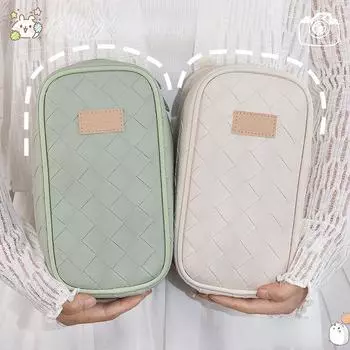 Новая плетеная сумка для ручек большой емкости, портативный пенал высокого внешнего вида, многофункциональный пенал, классическая сумка для хранения