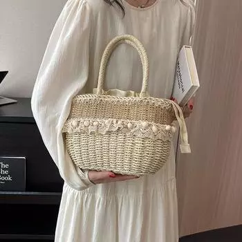 Новая плетеная сумка-тоут женственная богемная для женщин летние пляжные соломенные сумки и кошельки женская мода