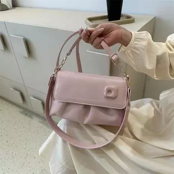 Новая плиссированная повседневная сумка-облако 2024 года, модная популярная простая свежая сумка-мессенджер в иностранном стиле розовый