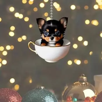 Новая плоская подвеска в виде чашки с кошкой Natal Pinente Beautiful Cat Avar Декоративный кулон с украшением чёрный