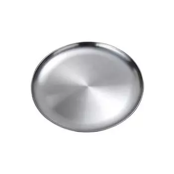 Новая плоская тарелка из нержавеющей стали, изолированная толстая тарелка для шведского стола, тарелка для барбекю, кухонные принадлежности, тарелка для пасты 14x10x1.2 cm