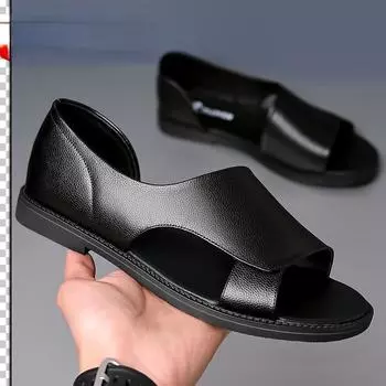 Новая пляжная мужская обувь большого размера, кожаная обувь, мужская кожаная обувь, мужские повседневные мужские сандалии, нескользящая верхняя одежда, обувь 38