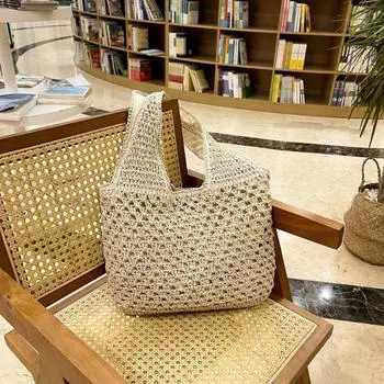 Новая пляжная сумка через плечо для отдыха на море, повседневная простая трендовая подмышечная сумка из соломы, плетеная сеткой